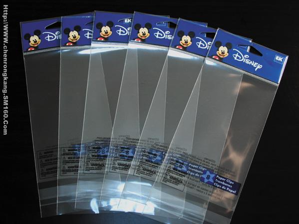 OPP bag, poly bag, OPP bag with paper card header for disney