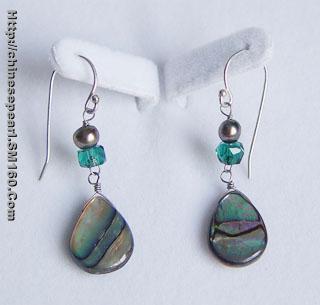 freshwater pear and shell earring