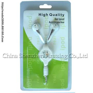 IPOD044 Retractabel IPOD stereo earphone 
