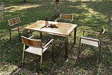 stainless steel with teak furniture