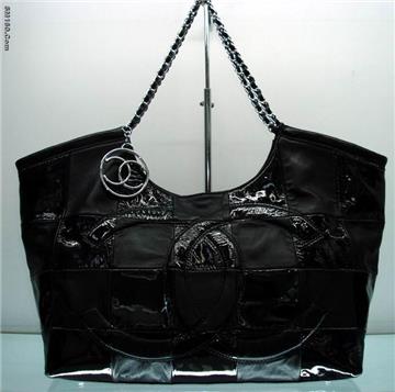Chanel CoCo Cabas Large Black Vinyl Patent bag
