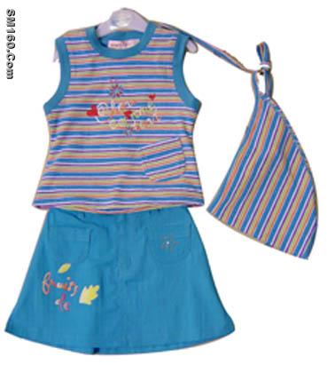 Girl's S/Sleeve  with Skirt Set