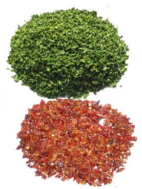 Dehydrated green/red bell pepper granules
