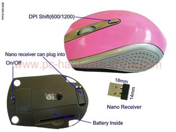 2.4G RF Wireless Optical Mouse / Cordless Mice with NANO Receiver