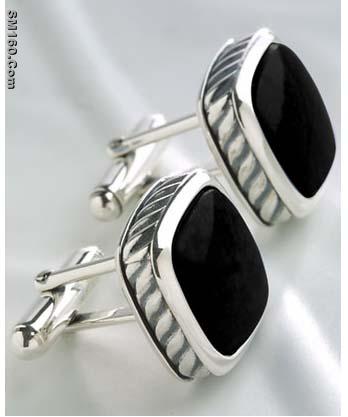 david yurman black onyx square cuff links,silver cuff link