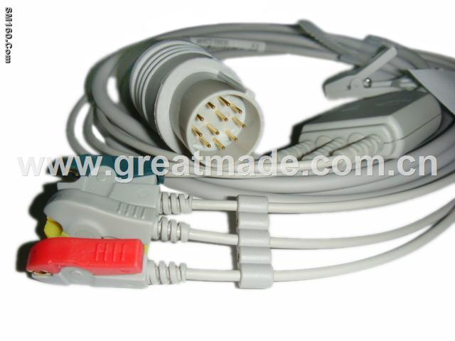 Nihon Kohden Round 11 pin one piece cable with leadwires