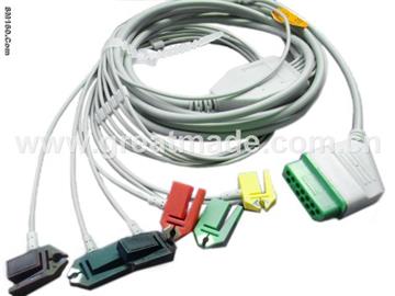 Nihon  Kohden one piece ECg CABLE with 6-lead grabber leadwires