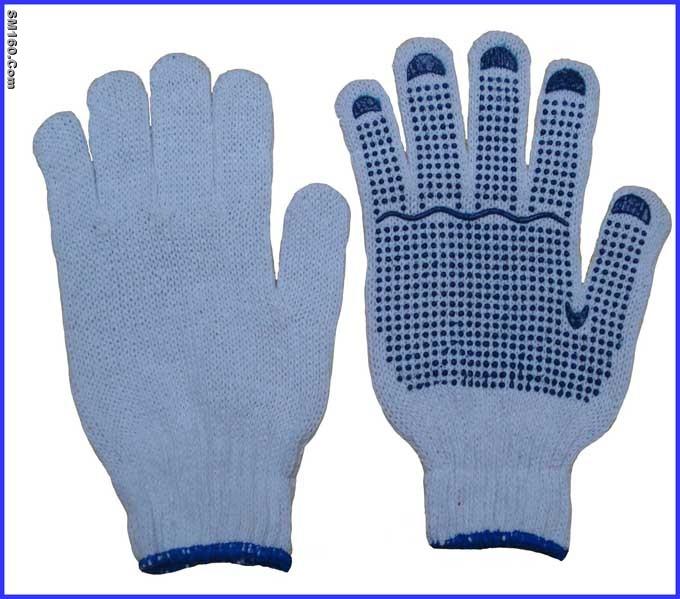 string knit gloves with rubber dots