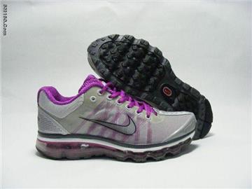 nike women shoes airmax 2009 grey and pulm red--free shipping