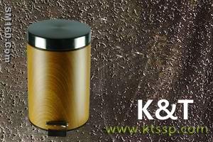 Stainless steel wood grain trash can