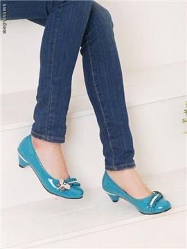 Fashion water drill and bowknot middle heel flat Z-MY-36