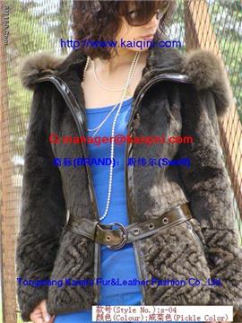 Custom lady rabbit fur coat+fox fur top s-04