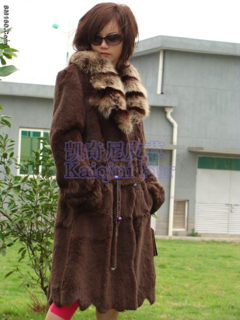 Manufactory new style cutted rabbit fur clothing +fox fur collar s-051