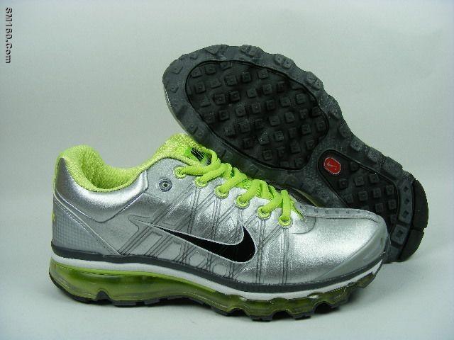 NK airmax 2009 men's shoes silver and green--FREESHIPPING