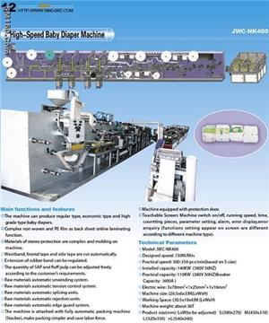 baby diaper machinery 350-400pcs/min