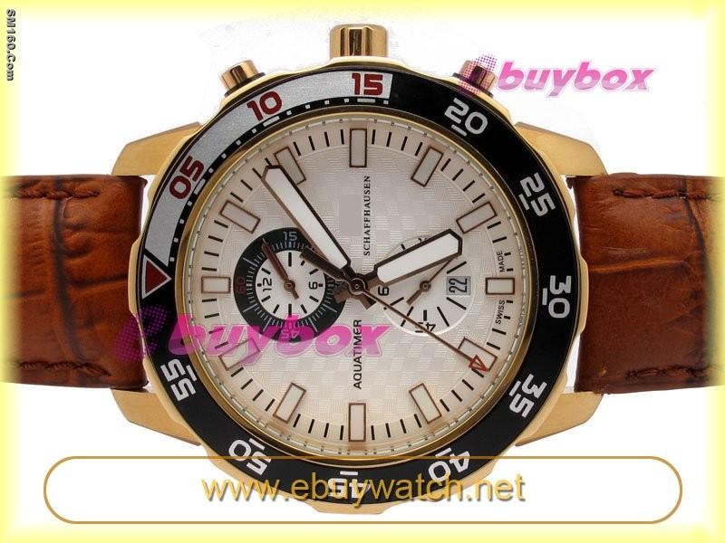 Watches Aquatimer Mens Chronograph Automatic White Dial Genuine Leathe
