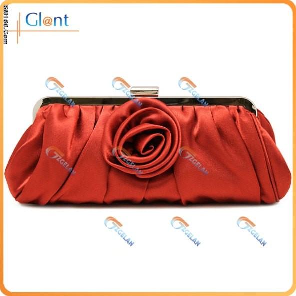 Fashion Evening Bag With Luxury Red Fabric Rose EBF016