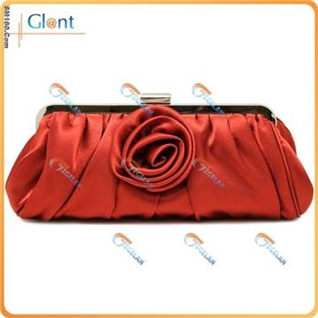Fashion Evening Bag With Luxury Red Fabric Rose EBF016