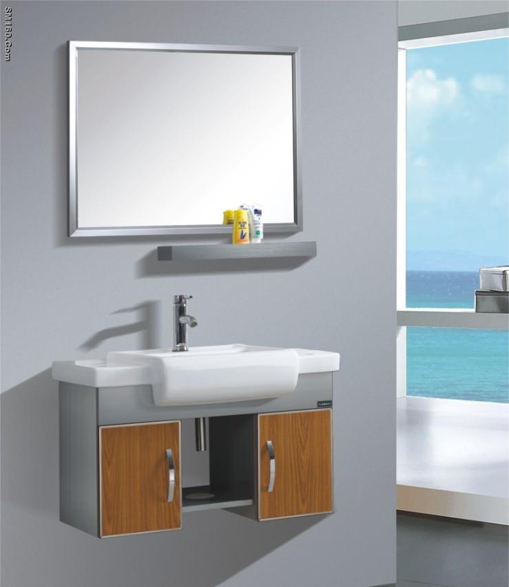 Wood handle stainless steel bathroom cabinet provides