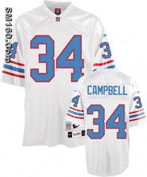 Houston Oilers 34 Earl Campbell White Throwback NFL Jerseys
