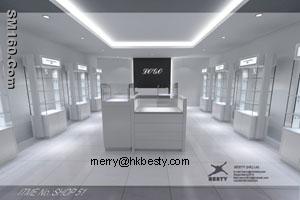 White fashion jewelry display cabinet counter and tower showcase