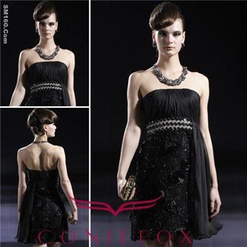 2011 new elegant muslin black custom evening dresses 