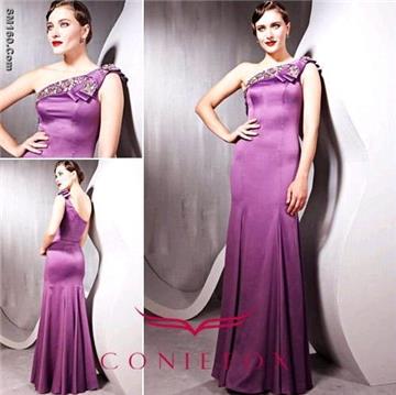 2011 winter new one shoulder purple evening party gowns