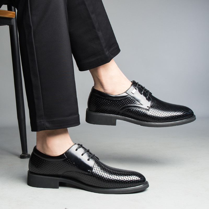 men height increasing shoes hollow summer leather shoes