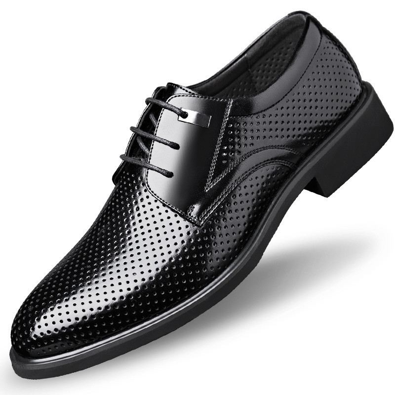 men height increasing shoes hollow summer leather shoes