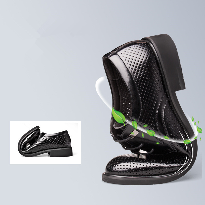 men height increasing shoes hollow summer leather shoes