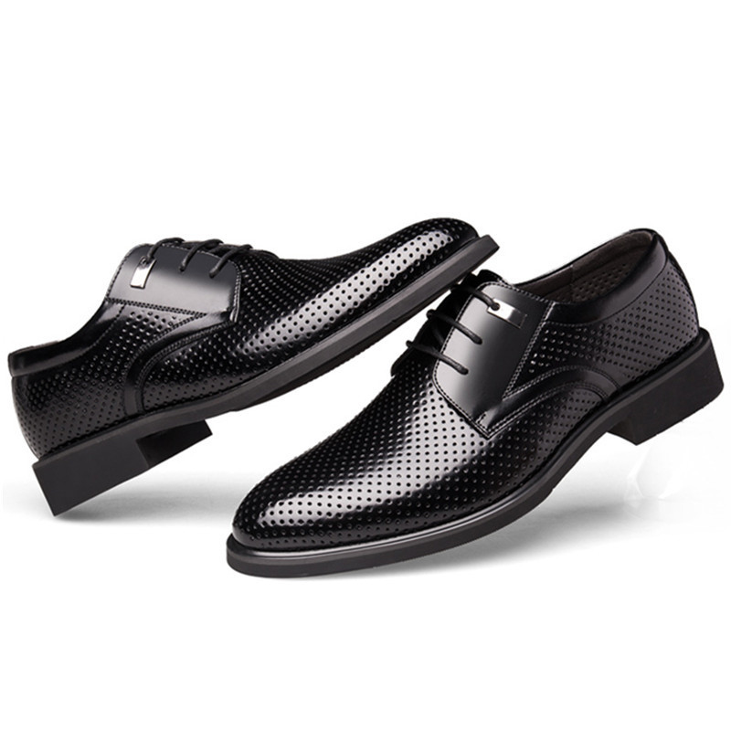 men height increasing shoes hollow summer leather shoes