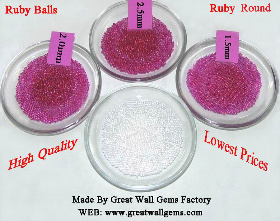 red corundum (ruby) and white corundum, cubic zirconia (CZ) round