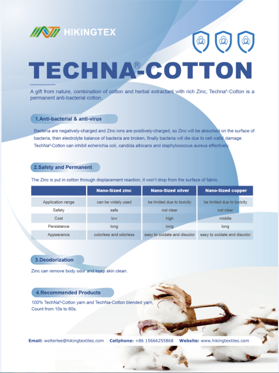 Anti-bacterial  cotton yarn TechNa-Cotton