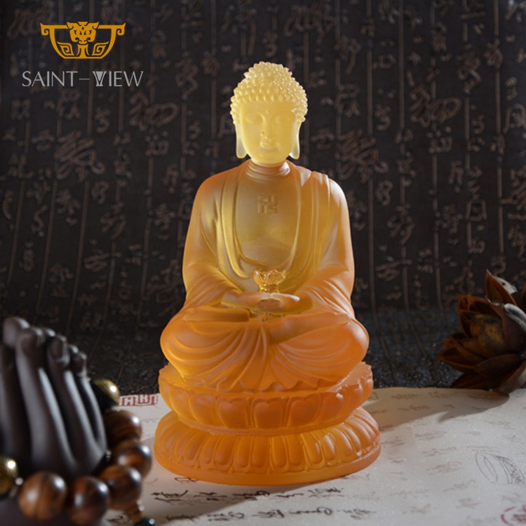 Crystal Standing Meditation Monk Mini Figurines Statue Pocket Buddha