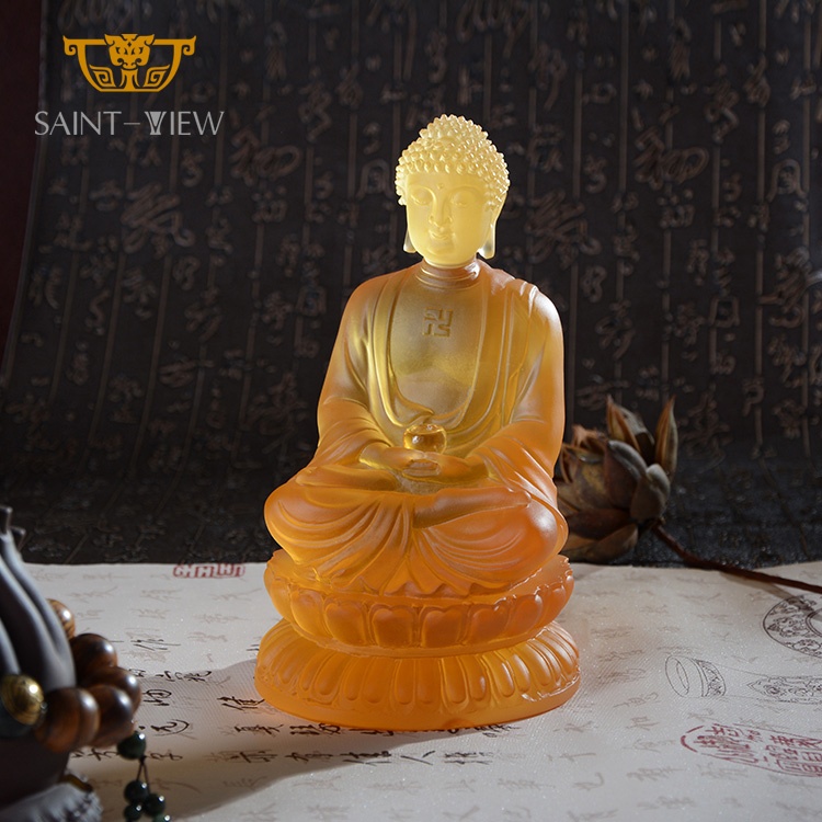 Crystal Standing Meditation Monk Mini Figurines Statue Pocket Buddha