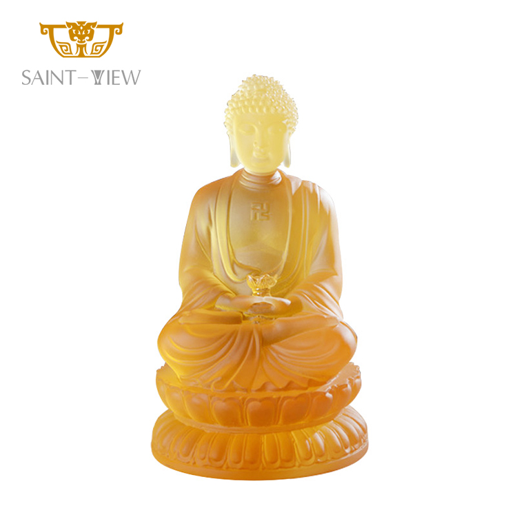 Crystal Standing Meditation Monk Mini Figurines Statue Pocket Buddha