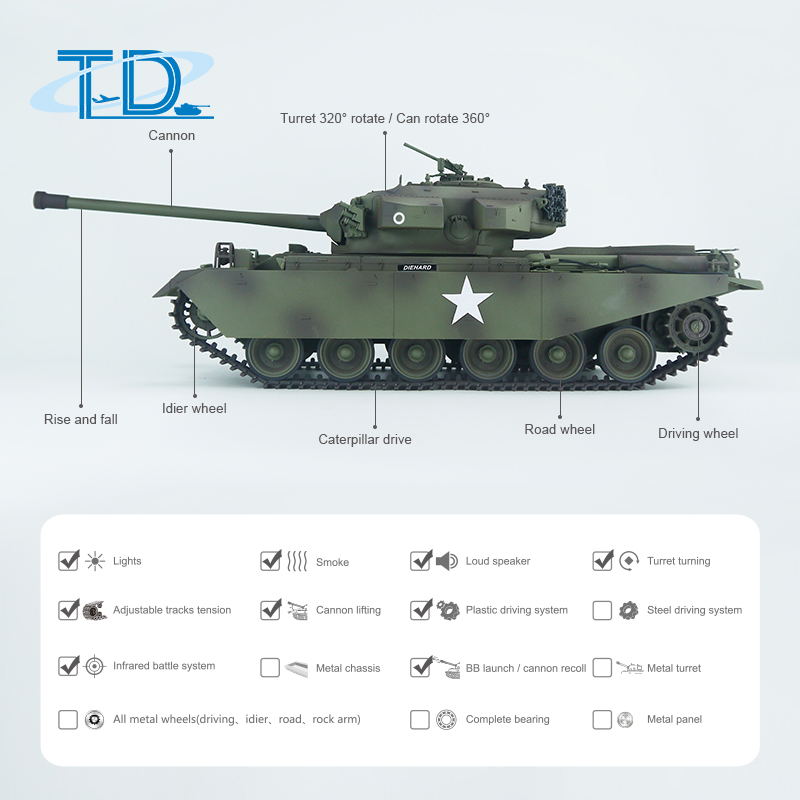 2.4Ghz 1/16 Centurion MK.5 RC Tank Sound+Smoke+Shooting Customized Paint Tank Toy