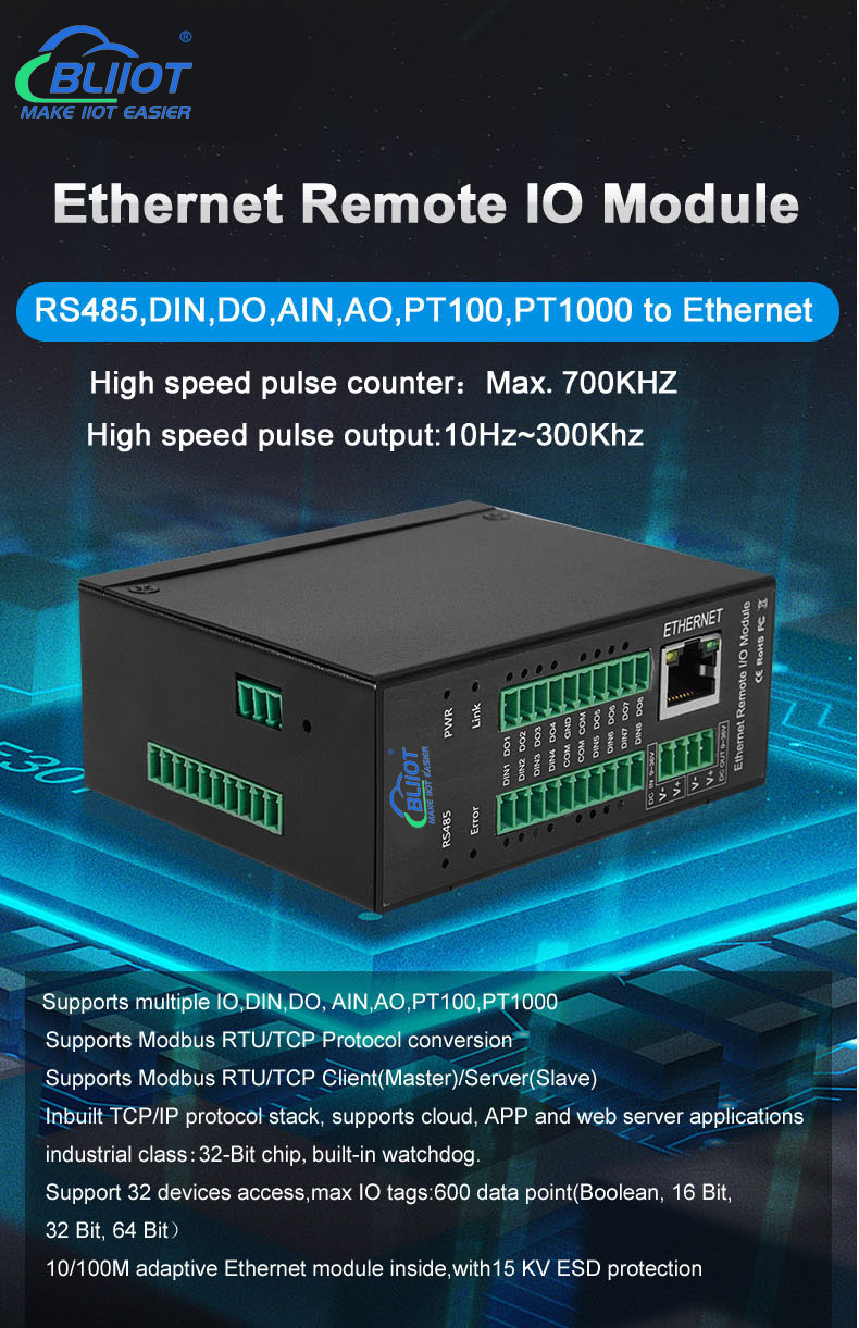 4DIN 4AIN 2AO 4DO sink output PLC Modbus RTU TCP Remote I/O Module