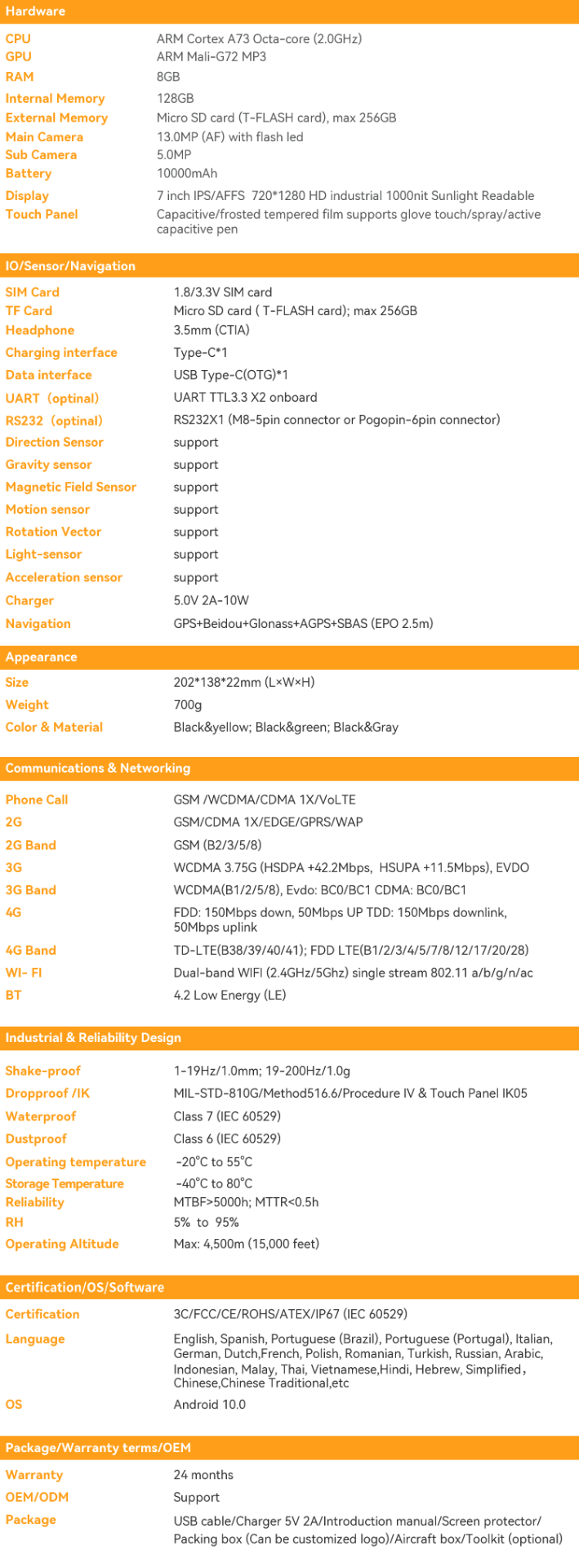 HUGEROCK T71 Highly Reliable Strong Light Readable Rugged Tablet PC From Shenzhen SOTEN Technology