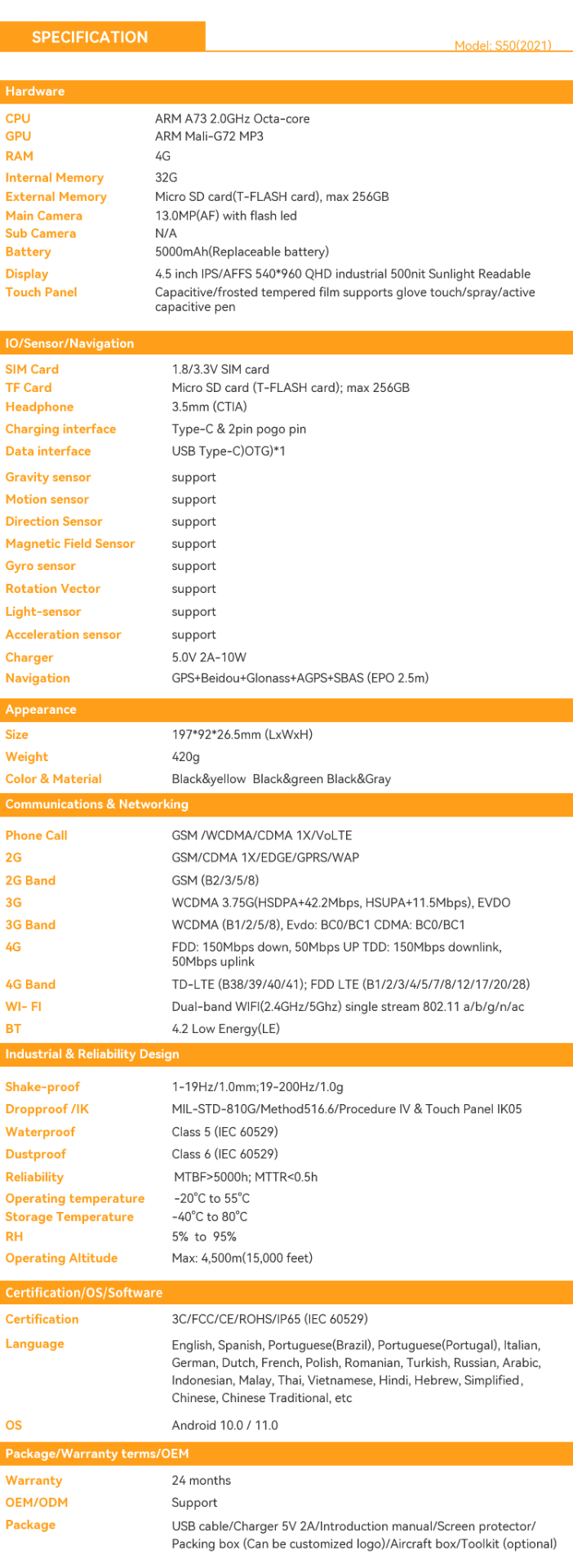 HUGEROCK S50 Highly Reliable Rugged PDA From Shenzhen SOTEN Technology