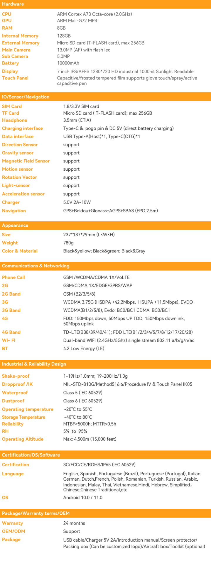 HUGEROCK S70 Highly Reliable Strong Light Readable Rugged Tablet PC From Shenzhen SOTEN Technology
