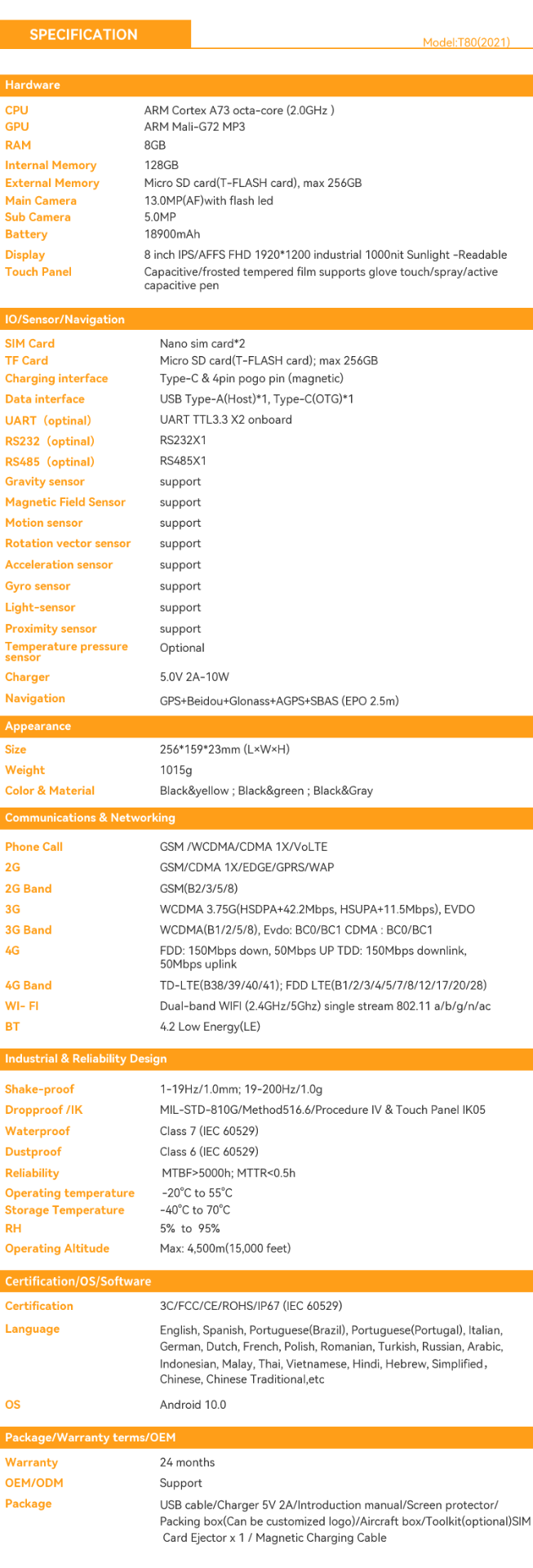 HUGEROCK T80 Highly Reliable Strong Light Readable Rugged Tablet PC From Shenzhen SOTEN Technology