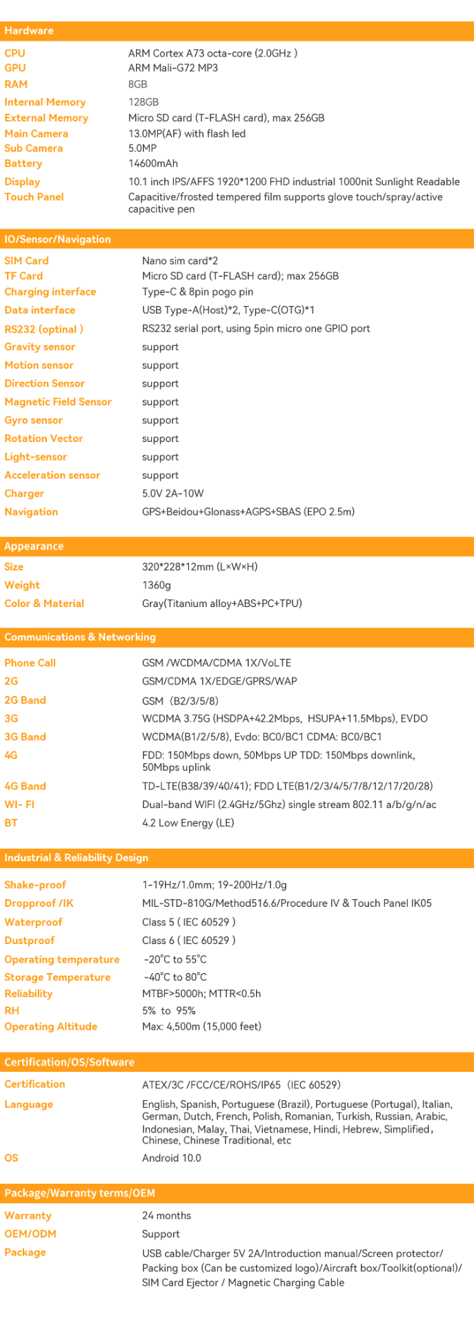 HUGEROCK T101 Highly Reliable Strong Light Readable Rugged Tablet PC From Shenzhen SOTEN Technology