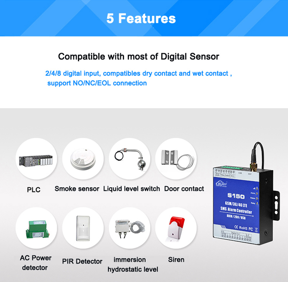 4G SMS Alarm Controller 8DIN 2DO for Remote Control and Monitoring